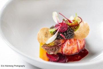 Butter Poached Lobster, Smoked Beetroot, Dashi Butter Sauce By Eric Kleinberg Photography